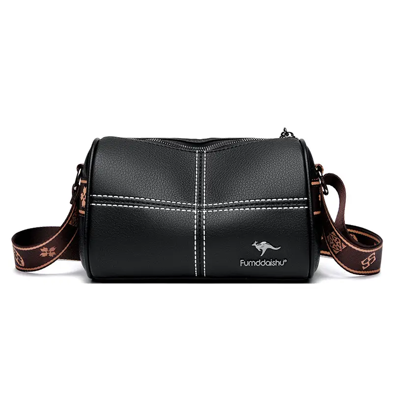 White Leather Crossbody Bag for Women with Stitching - Image 2