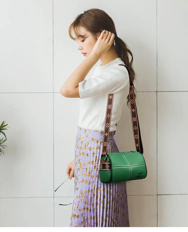 White Leather Crossbody Bag for Women with Stitching — feature 10