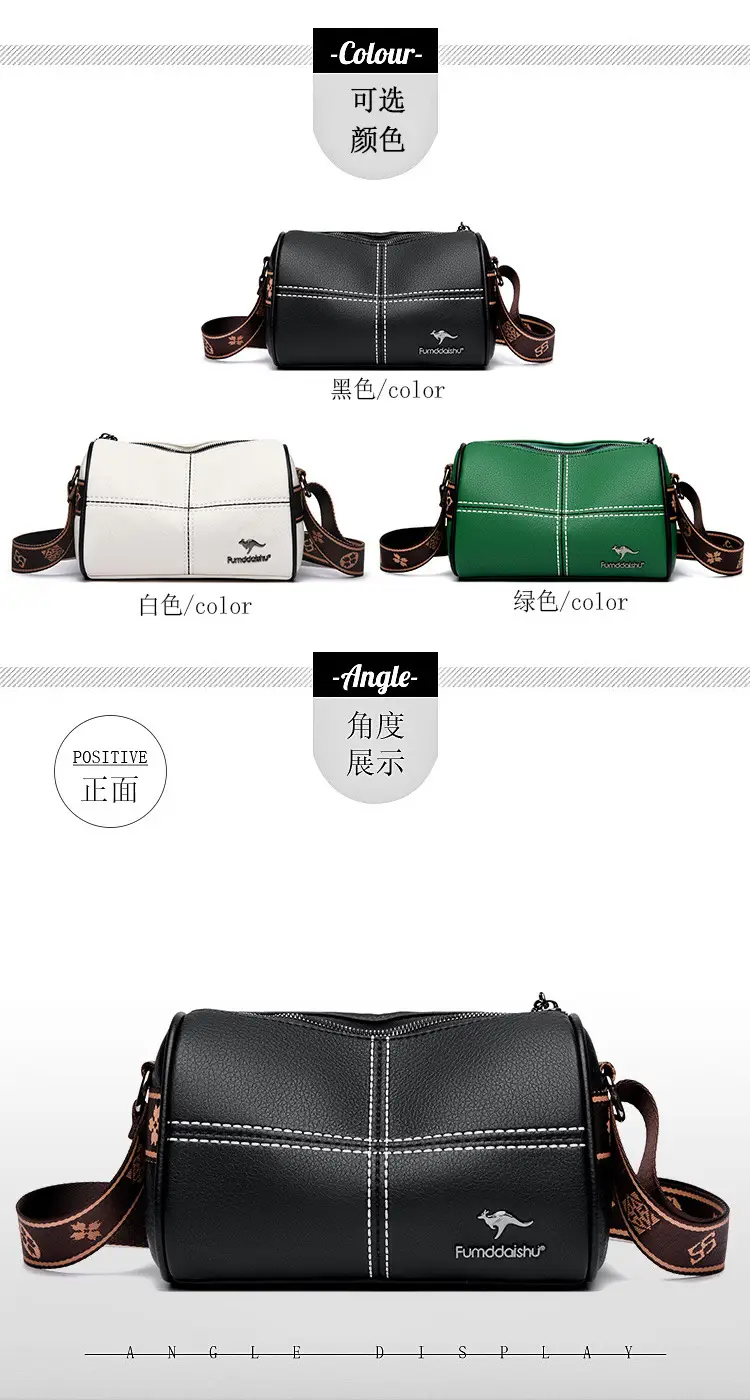 White Leather Crossbody Bag for Women with Stitching — feature 14