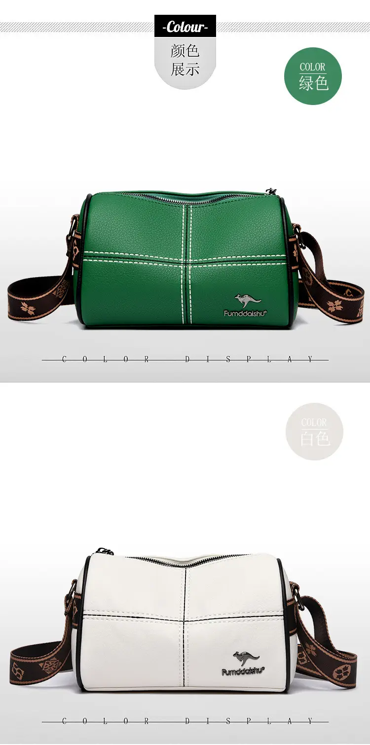 White Leather Crossbody Bag for Women with Stitching — feature 17