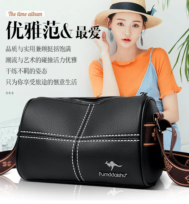White Leather Crossbody Bag for Women with Stitching — feature 2