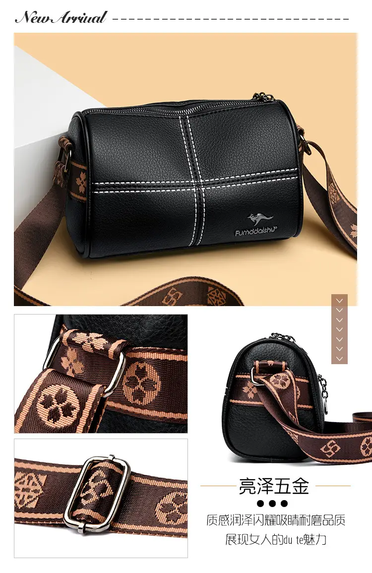 White Leather Crossbody Bag for Women with Stitching — feature 5