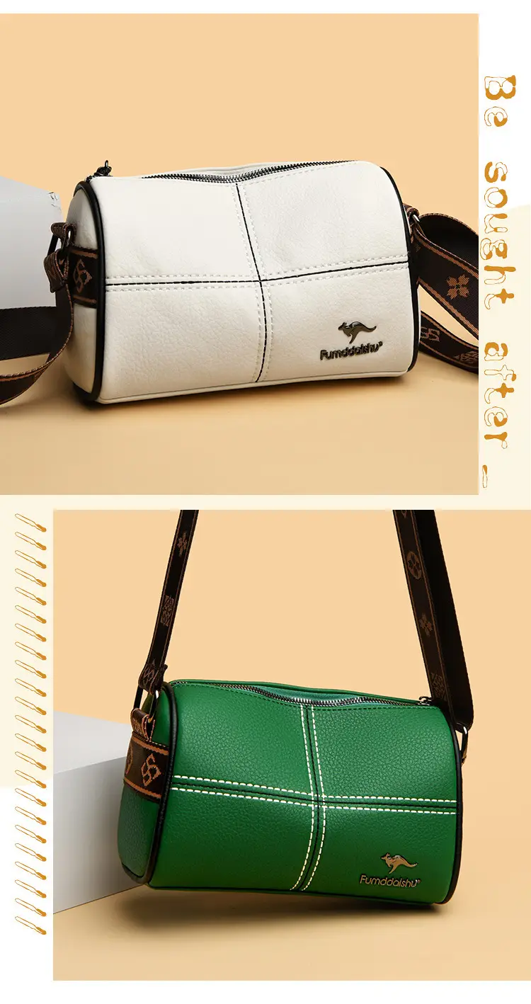 White Leather Crossbody Bag for Women with Stitching — feature 8