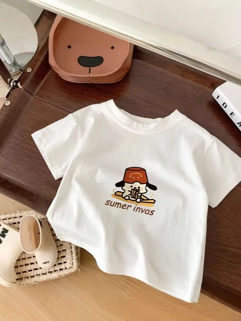Pure Cotton Kids White Summer T-Shirt Short Sleeve - Image 12