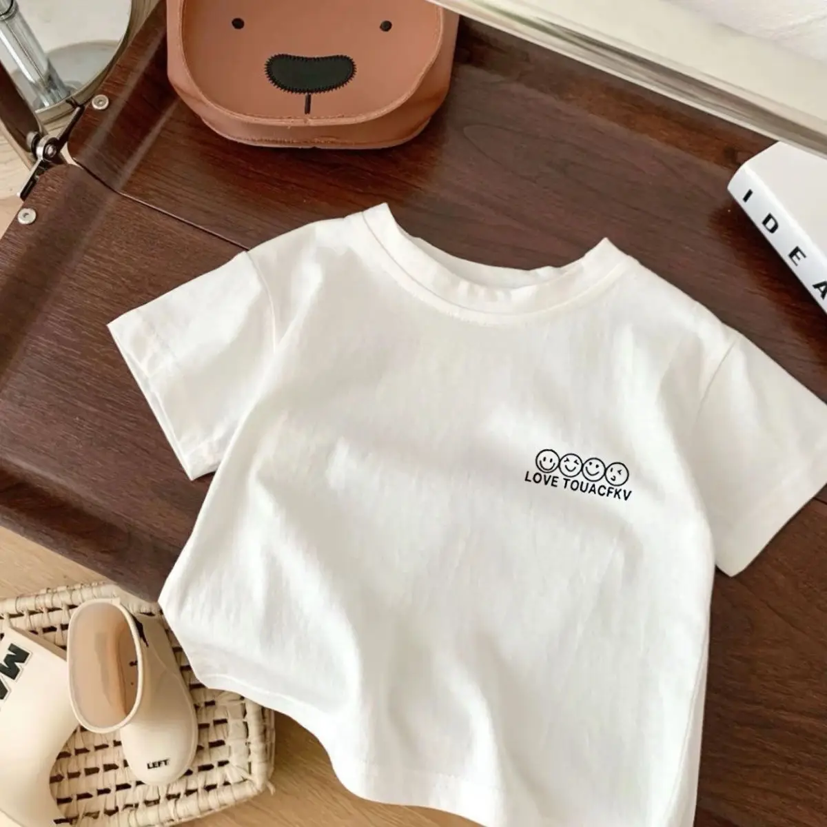 Pure Cotton Kids White Summer T-Shirt Short Sleeve — feature 4