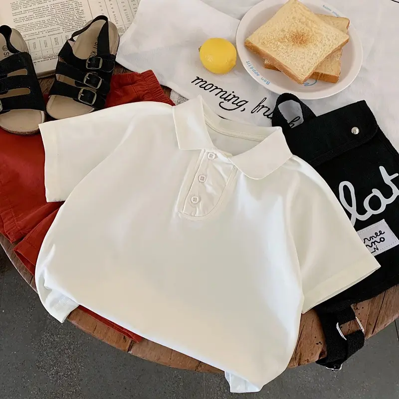 White Short Sleeve Polo Shirt for Boys Summer 2025 — feature 7