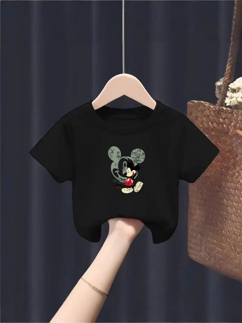 Minnie Mouse Graphic Cotton T-Shirt Black Kids Girls - Image 8