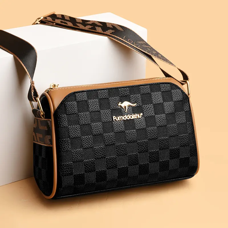 2025 Rhombic Boston Crossbody Bag Black Brown - Image 4