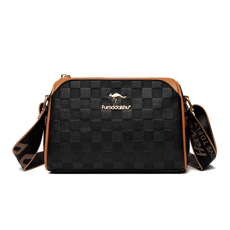 2025 Rhombic Boston Crossbody Bag Black Brown - Image 2