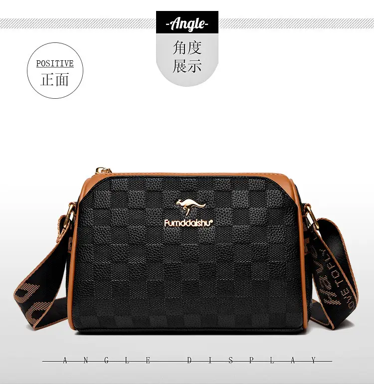 2025 Rhombic Boston Crossbody Bag Black Brown — feature 14
