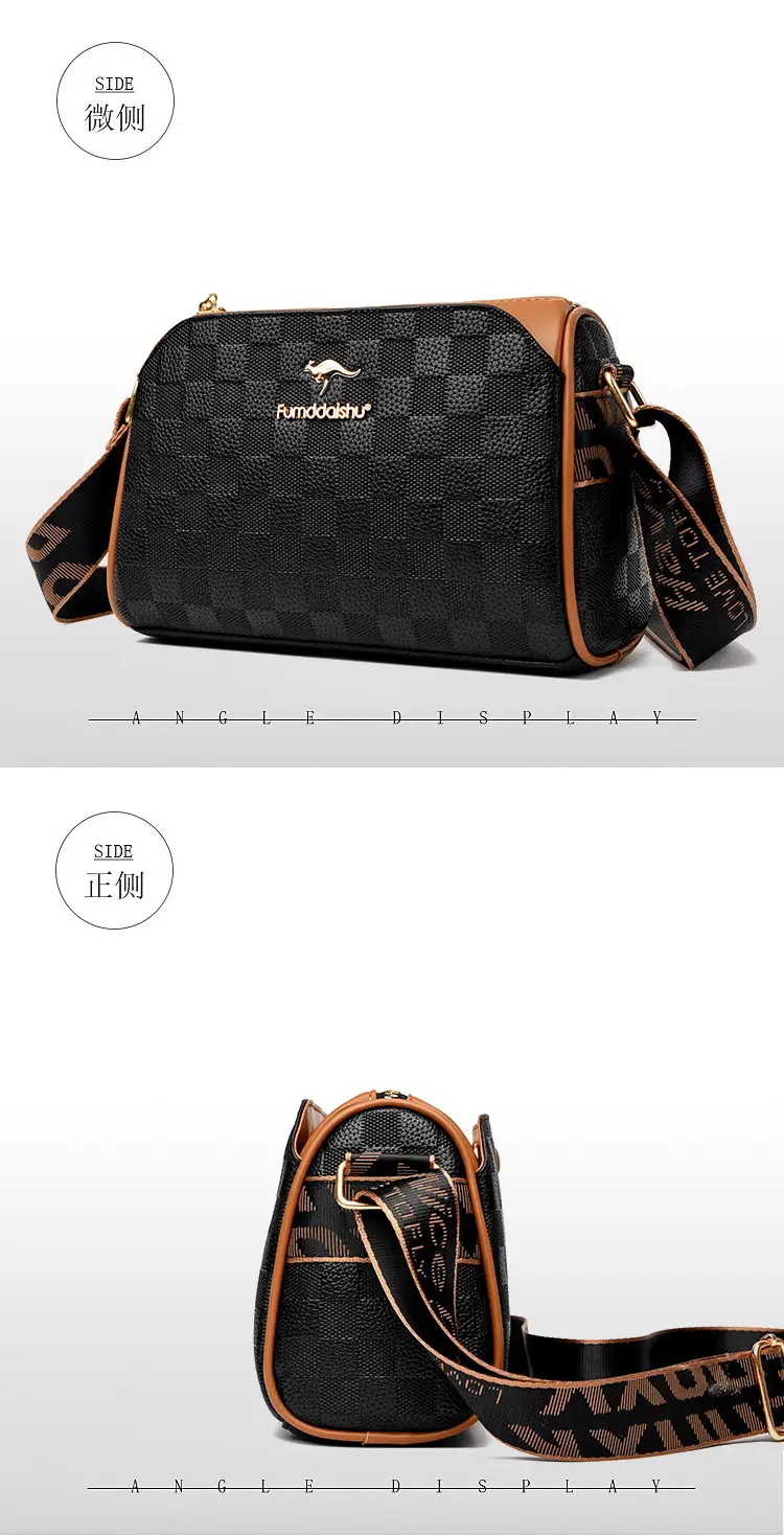 2025 Rhombic Boston Crossbody Bag Black Brown — feature 15