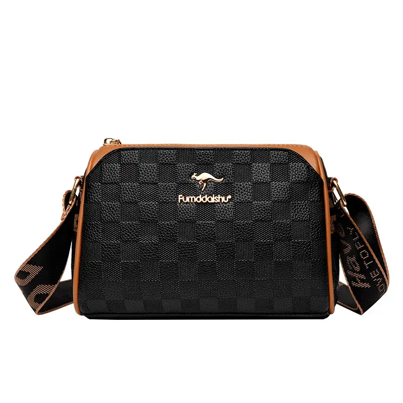 2025 Rhombic Boston Crossbody Bag Black Brown — feature 21
