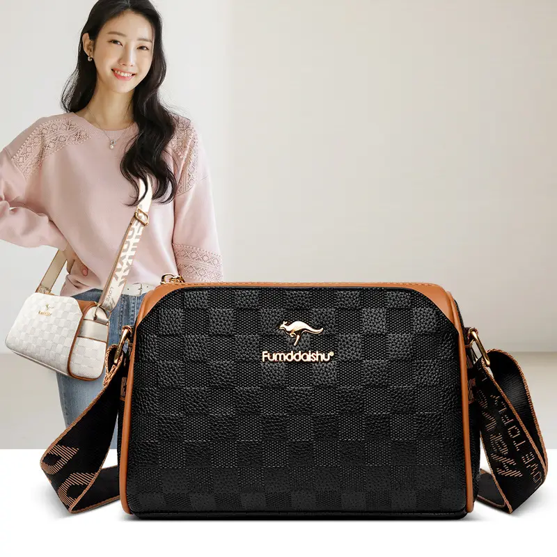 2025 Rhombic Boston Crossbody Bag Black Brown — feature 22