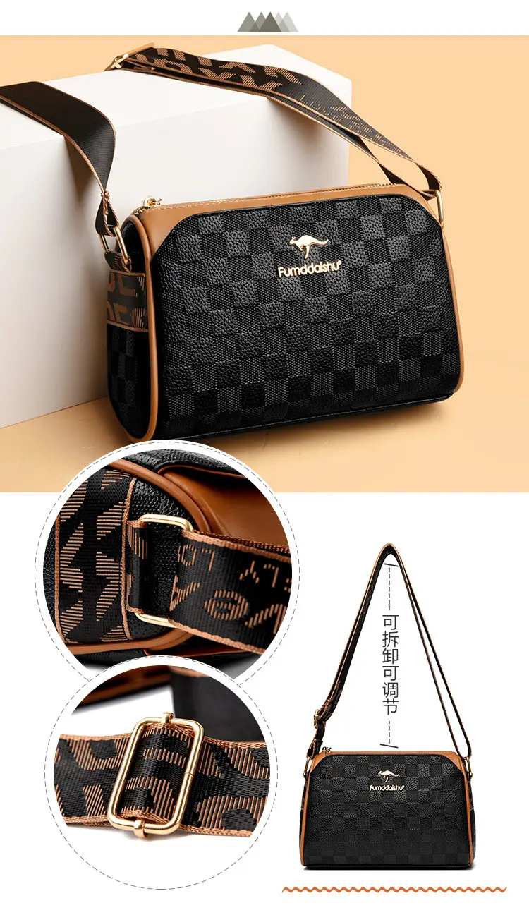 2025 Rhombic Boston Crossbody Bag Black Brown — feature 4