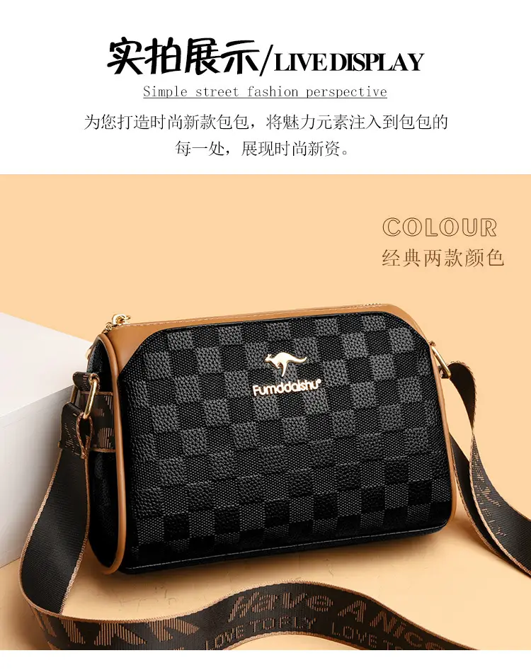 2025 Rhombic Boston Crossbody Bag Black Brown — feature 6