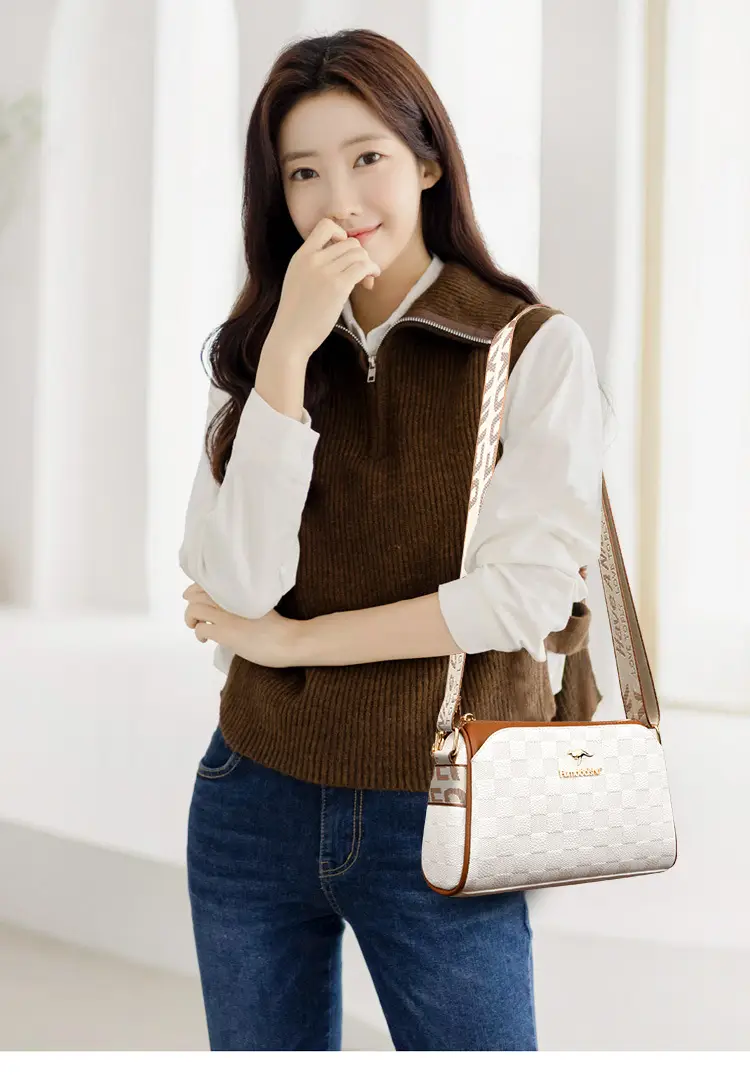 2025 Rhombic Boston Crossbody Bag Black Brown — feature 8
