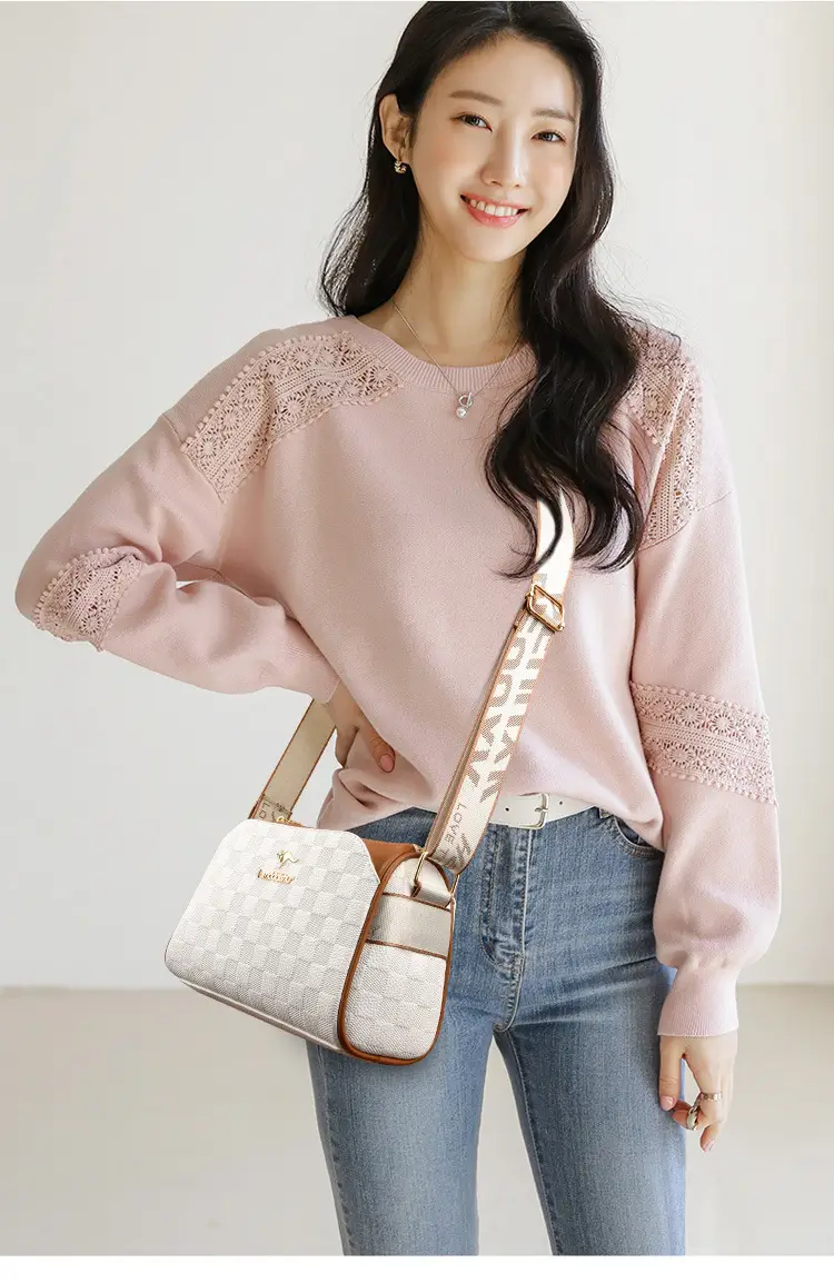 2025 Rhombic Boston Crossbody Bag Black Brown — feature 9