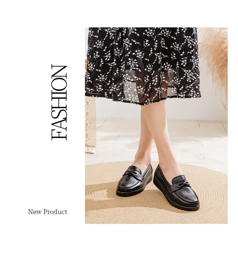 New Mom Sandals Women's Summer Shoes Genuine Leather Middle-aged Shoes Middle-aged Shoes Hole Breathable Soft-soled plus size — feature 10