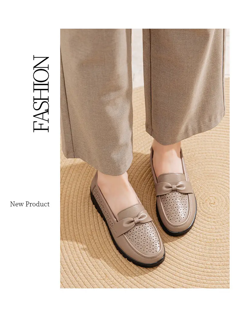 New Mom Sandals Women's Summer Shoes Genuine Leather Middle-aged Shoes Middle-aged Shoes Hole Breathable Soft-soled plus size — feature 13