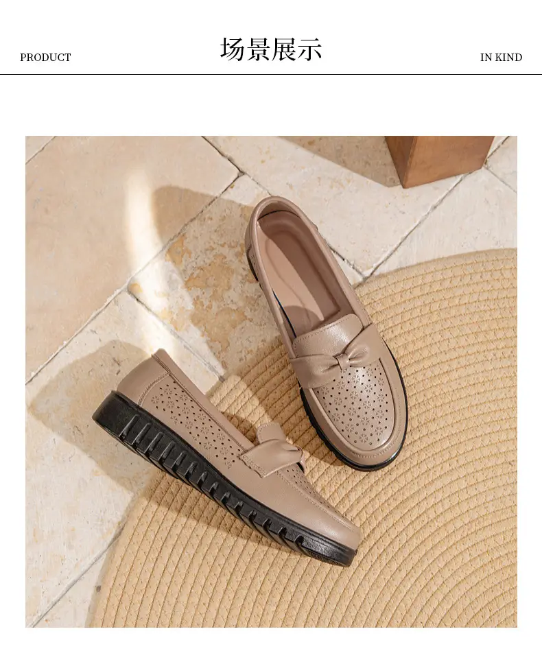 New Mom Sandals Women's Summer Shoes Genuine Leather Middle-aged Shoes Middle-aged Shoes Hole Breathable Soft-soled plus size — feature 15
