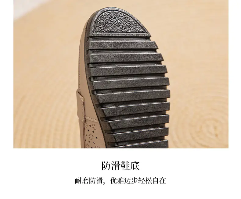 New Mom Sandals Women's Summer Shoes Genuine Leather Middle-aged Shoes Middle-aged Shoes Hole Breathable Soft-soled plus size — feature 7