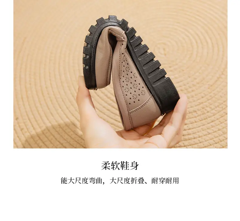 New Mom Sandals Women's Summer Shoes Genuine Leather Middle-aged Shoes Middle-aged Shoes Hole Breathable Soft-soled plus size — feature 8