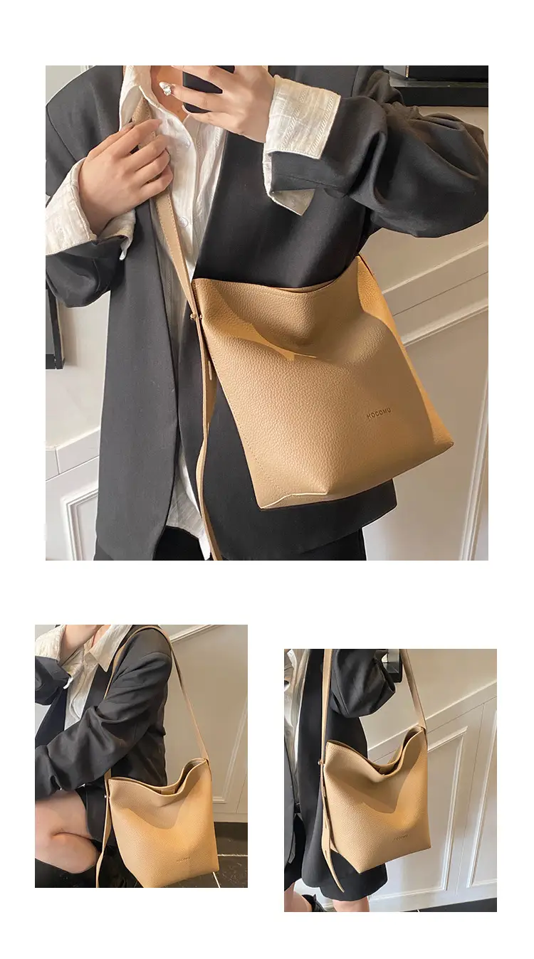 Women's Large Capacity Beige Bucket Bag 2025 — feature 4