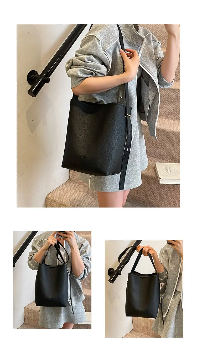 Women's Large Capacity Beige Bucket Bag 2025 — feature 5