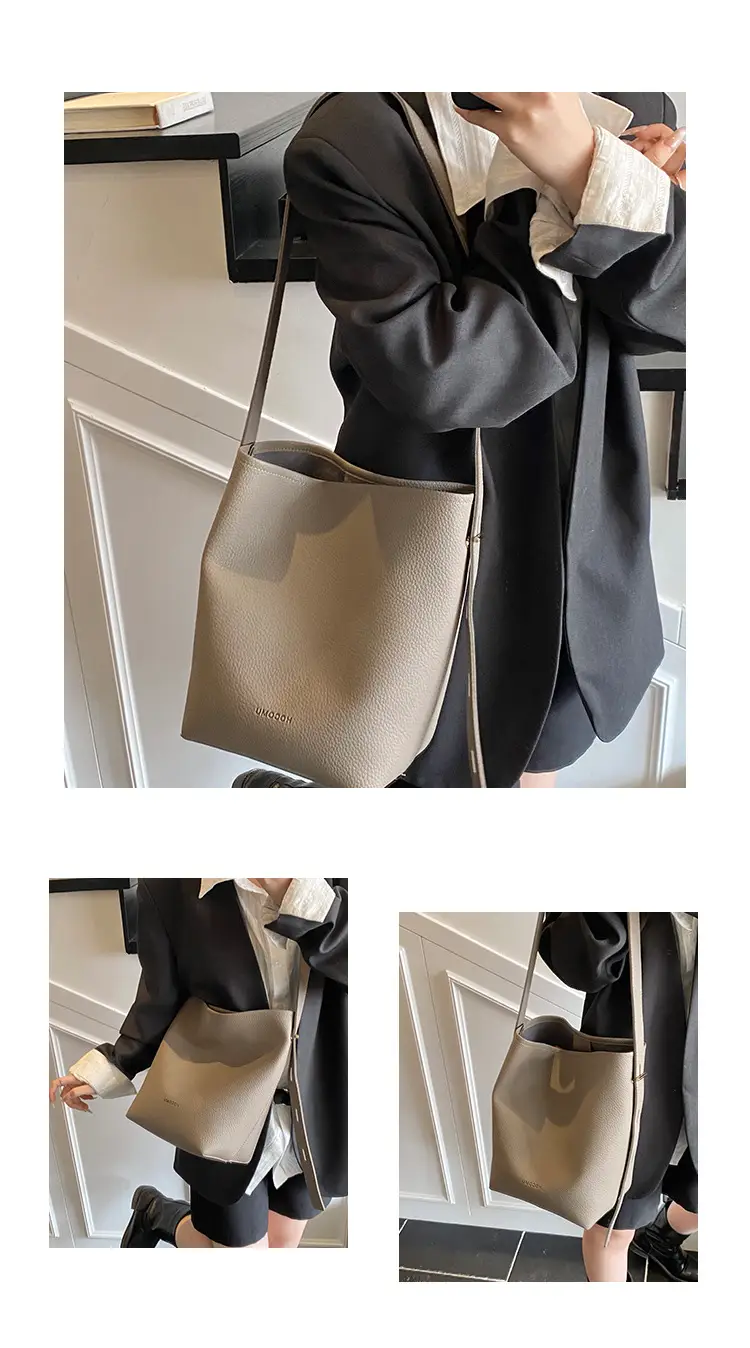 Women's Large Capacity Beige Bucket Bag 2025 — feature 7