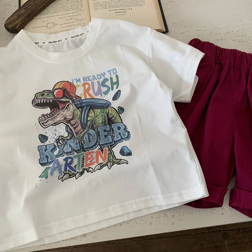 Children's Dinosaur Graphic T-Shirt White Summer 2025 - Image 4