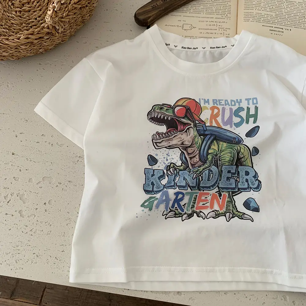 Children's Dinosaur Graphic T-Shirt White Summer 2025 - Image 5