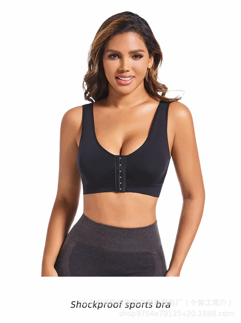 Temu Cross-Border Front-Clasp Sports Yoga Bra Full Cup Shockproof — feature 24