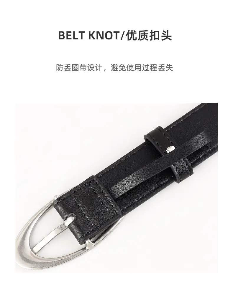 Women's Black Rivet Belt 100cm Length 3 Colors — feature 17