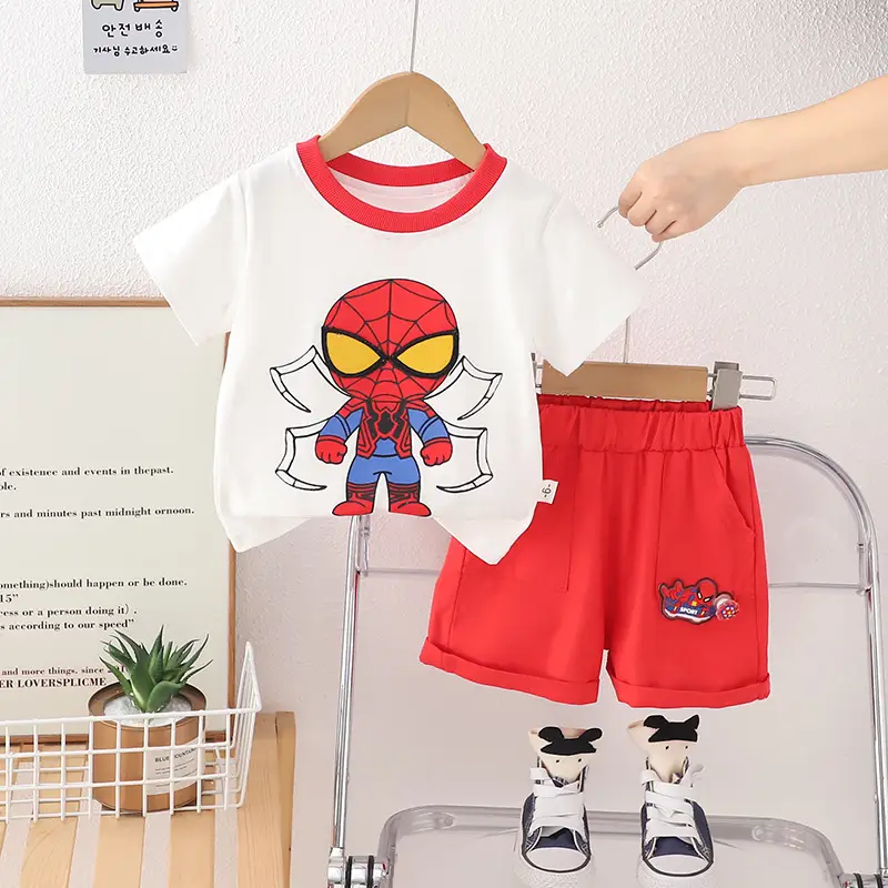 Boys Cartoon Spider-Man 2-Piece Summer Suit 1-5Y - Image 2