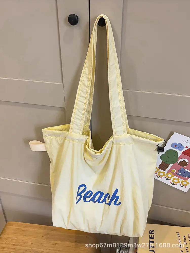 Black Printed Shoulder Bag for Women with "Beach" Design - Image 7