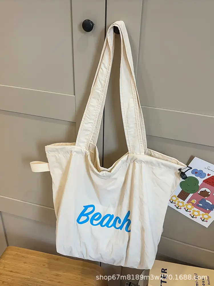 Black Printed Shoulder Bag for Women with "Beach" Design - Image 8
