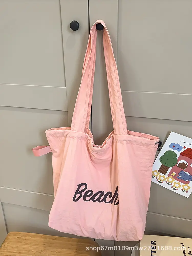 Black Printed Shoulder Bag for Women with "Beach" Design - Image 10