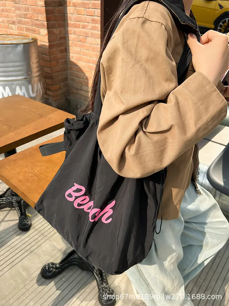 Black Printed Shoulder Bag for Women with "Beach" Design — feature 28