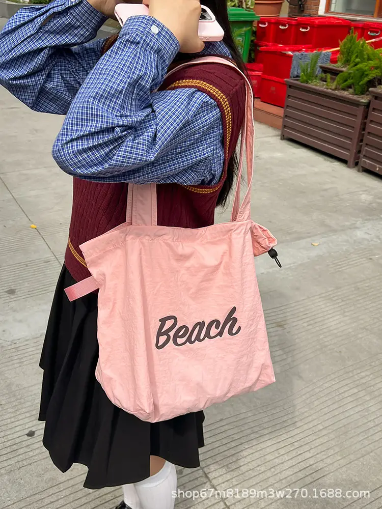 Black Printed Shoulder Bag for Women with "Beach" Design — feature 3