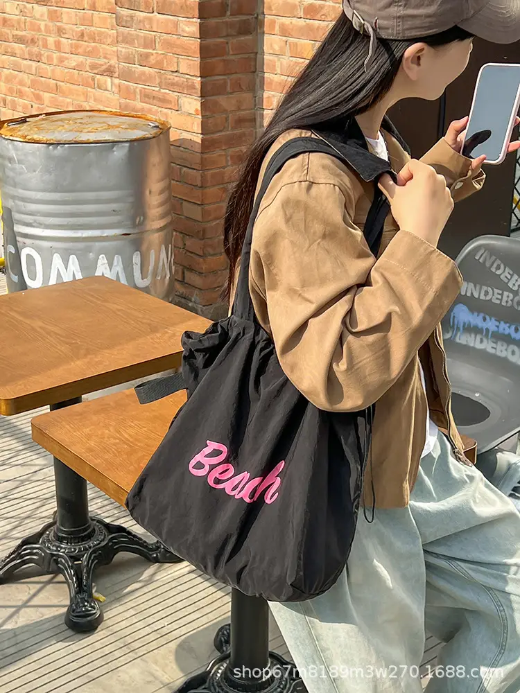 Black Printed Shoulder Bag for Women with "Beach" Design — feature 30