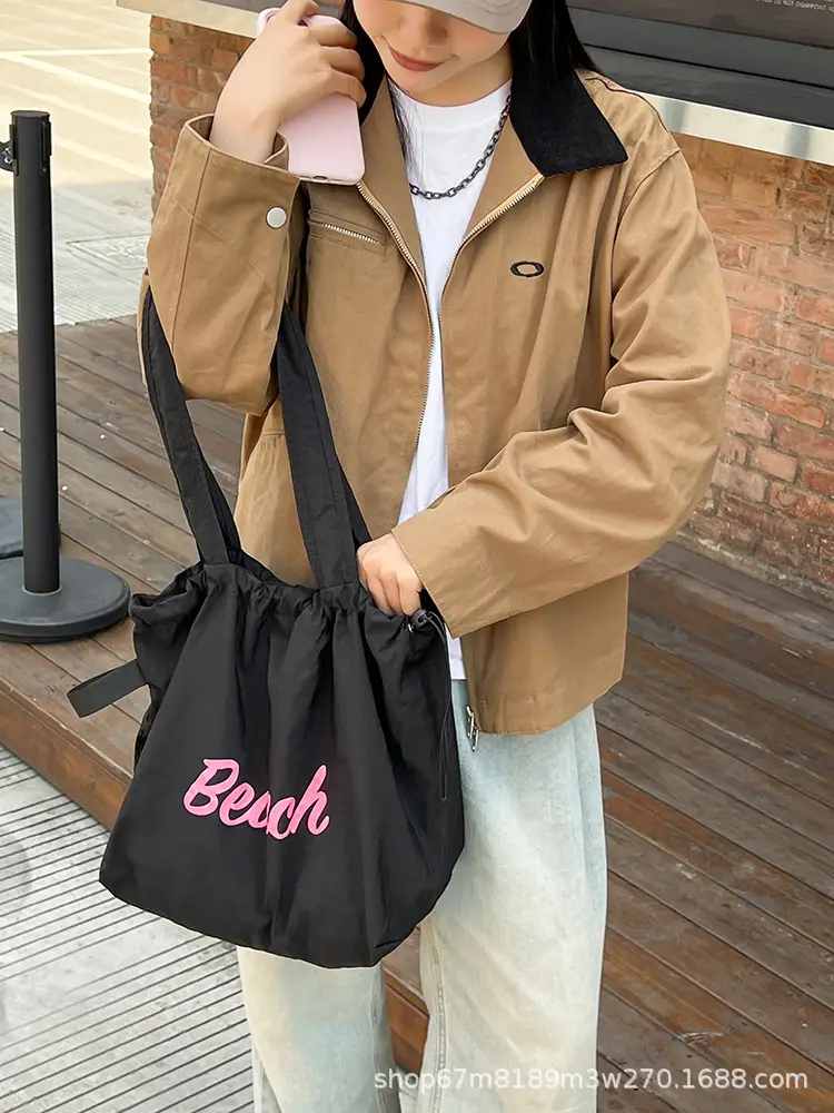 Black Printed Shoulder Bag for Women with "Beach" Design — feature 33