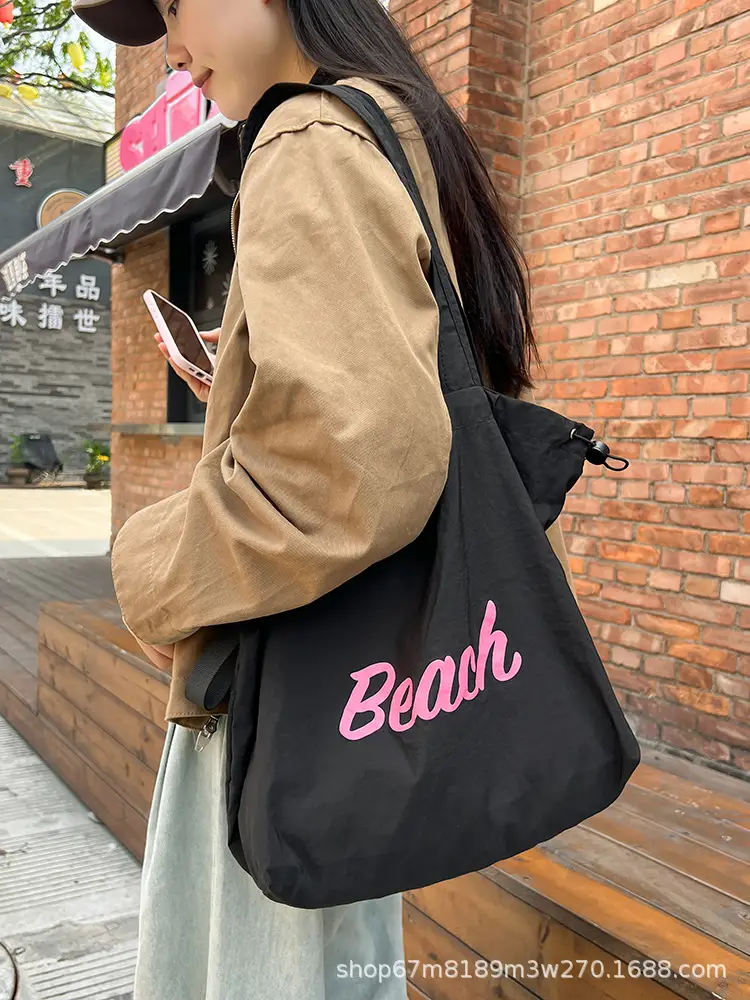 Black Printed Shoulder Bag for Women with "Beach" Design — feature 36