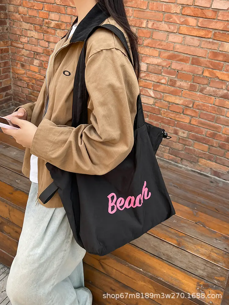 Black Printed Shoulder Bag for Women with "Beach" Design — feature 38