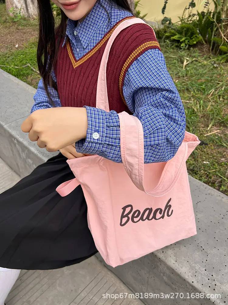 Black Printed Shoulder Bag for Women with "Beach" Design — feature 44
