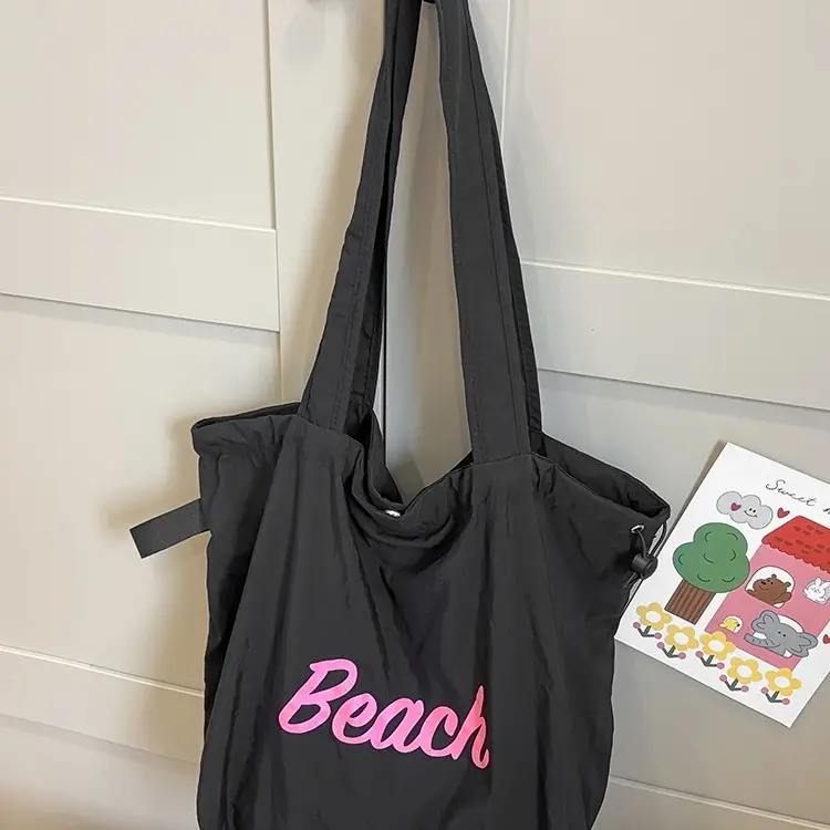 Black Printed Shoulder Bag for Women with "Beach" Design — feature 45