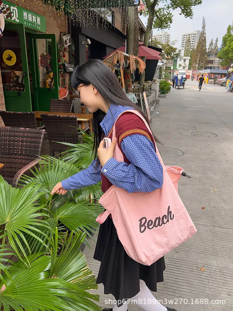 Black Printed Shoulder Bag for Women with "Beach" Design — feature 47