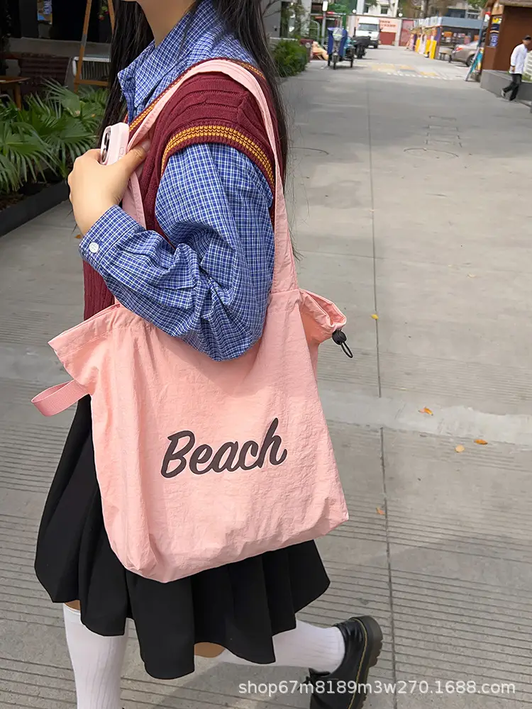 Black Printed Shoulder Bag for Women with "Beach" Design — feature 48