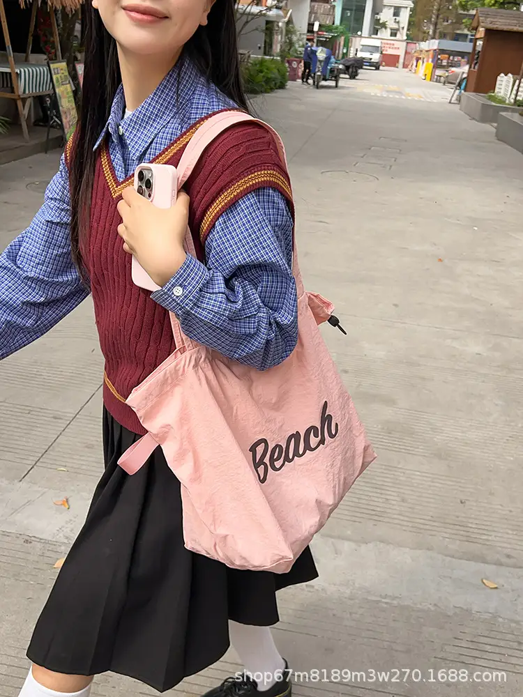 Black Printed Shoulder Bag for Women with "Beach" Design — feature 5