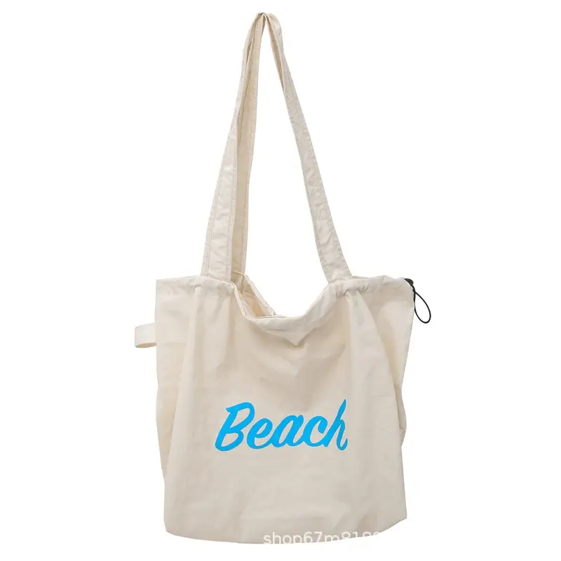 Black Printed Shoulder Bag for Women with "Beach" Design - Image 3