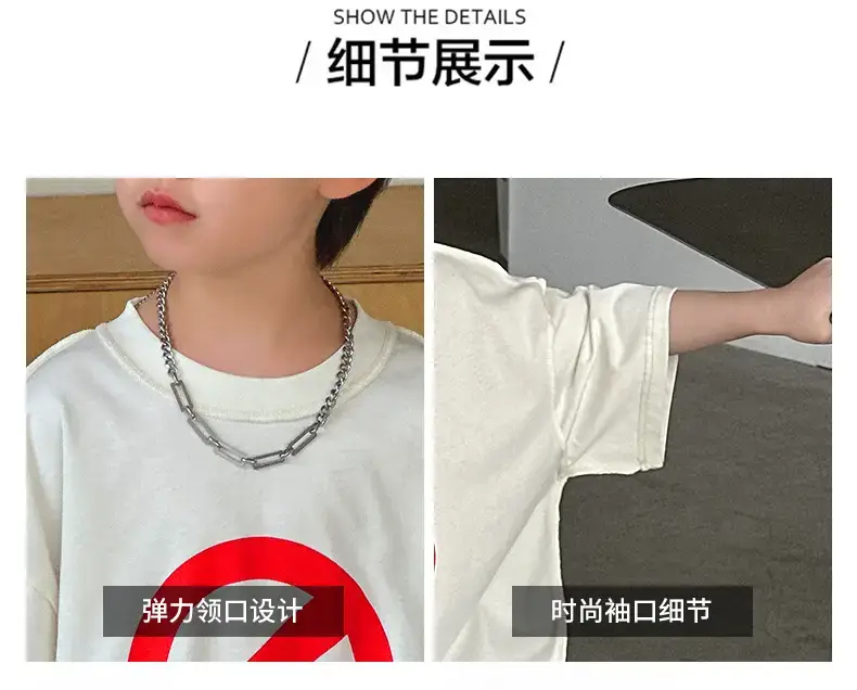 Boys Cotton Printed T-Shirt Red Logo Loose Summer Wear — feature 10
